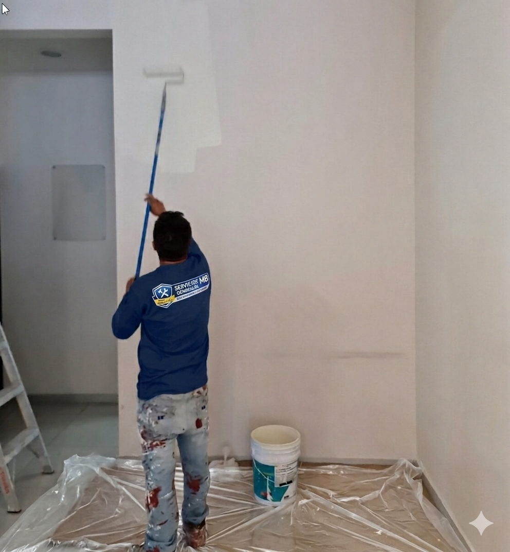 Pintor profesional pintando interiores de casa en Cajamarca